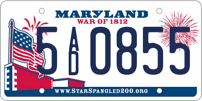 MD license plate 5AD0855