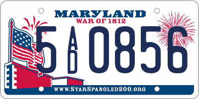 MD license plate 5AD0856