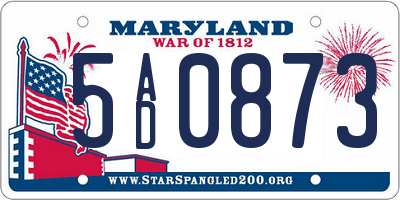 MD license plate 5AD0873