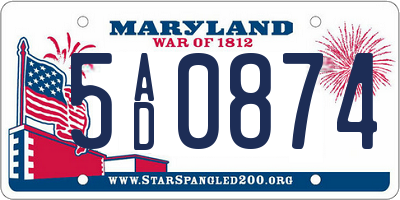 MD license plate 5AD0874