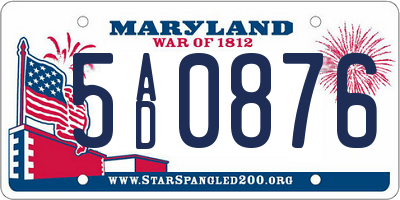 MD license plate 5AD0876