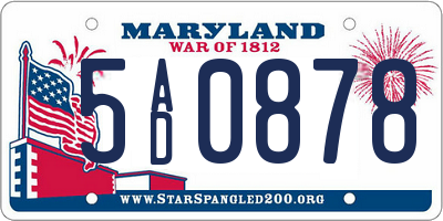 MD license plate 5AD0878
