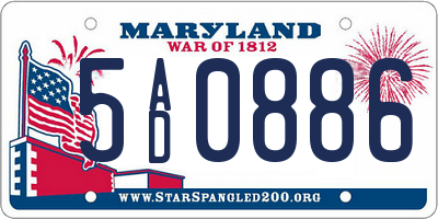 MD license plate 5AD0886