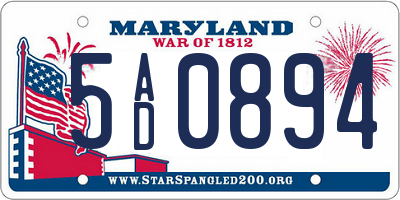 MD license plate 5AD0894