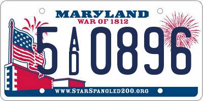 MD license plate 5AD0896