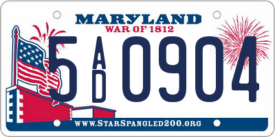 MD license plate 5AD0904