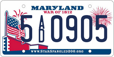 MD license plate 5AD0905