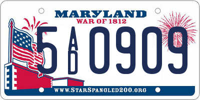 MD license plate 5AD0909