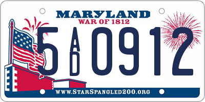 MD license plate 5AD0912