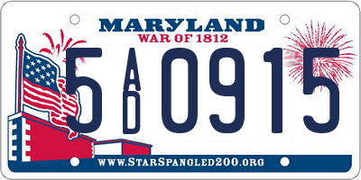 MD license plate 5AD0915