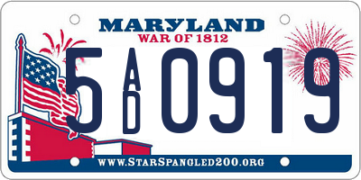 MD license plate 5AD0919