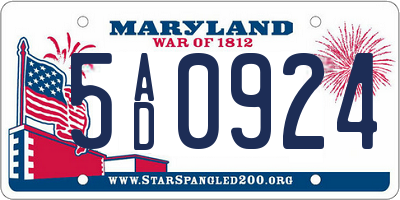 MD license plate 5AD0924