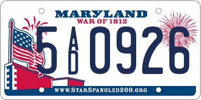 MD license plate 5AD0926