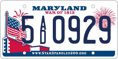 MD license plate 5AD0929