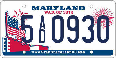 MD license plate 5AD0930