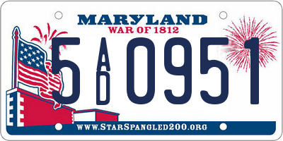 MD license plate 5AD0951