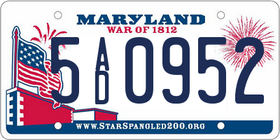 MD license plate 5AD0952
