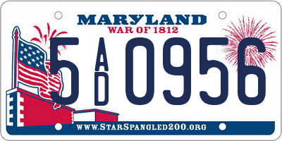 MD license plate 5AD0956