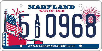 MD license plate 5AD0968