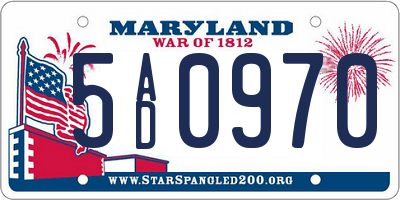 MD license plate 5AD0970