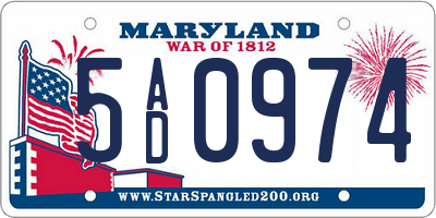 MD license plate 5AD0974