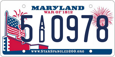 MD license plate 5AD0978
