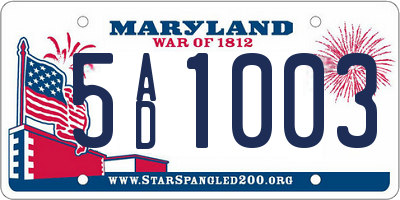 MD license plate 5AD1003
