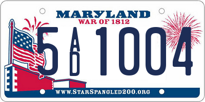 MD license plate 5AD1004