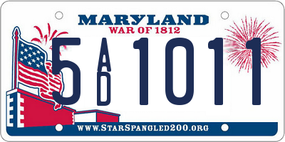 MD license plate 5AD1011