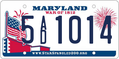 MD license plate 5AD1014