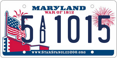 MD license plate 5AD1015