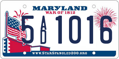 MD license plate 5AD1016