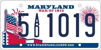 MD license plate 5AD1019