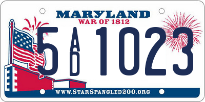 MD license plate 5AD1023