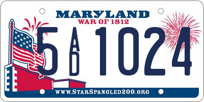 MD license plate 5AD1024