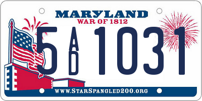 MD license plate 5AD1031