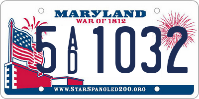 MD license plate 5AD1032