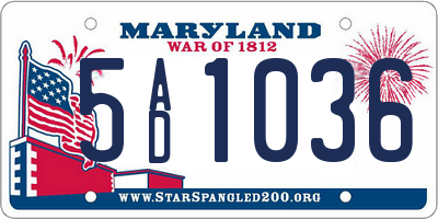 MD license plate 5AD1036