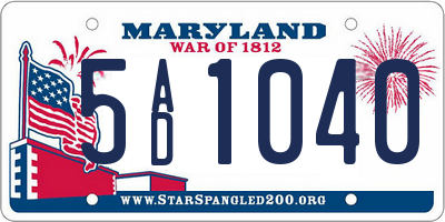 MD license plate 5AD1040