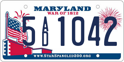 MD license plate 5AD1042