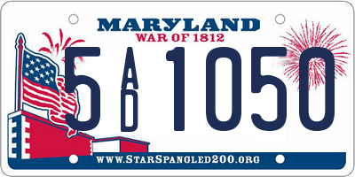 MD license plate 5AD1050