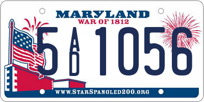 MD license plate 5AD1056
