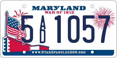 MD license plate 5AD1057