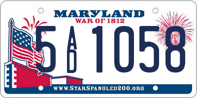 MD license plate 5AD1058