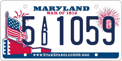 MD license plate 5AD1059