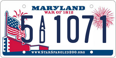 MD license plate 5AD1071