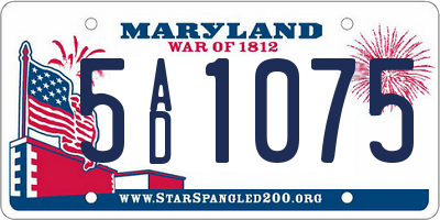MD license plate 5AD1075