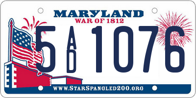 MD license plate 5AD1076