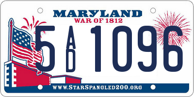 MD license plate 5AD1096