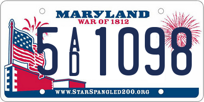 MD license plate 5AD1098